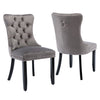 Set of 2 Grey Velvet Dining Chairs Dining Room Kitchen High Back Wooden Legs QY