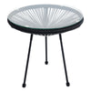 Garden Furniture Set Round Moon Egg Chair Black Rattan String Glass Tea Table UK