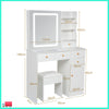 White Dressing Table Set Makeup Desk LED Lights Sliding Mirror 5 Drawers Vanity
