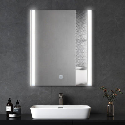 Bathroom Mirror With LED Lights 3 Color Wall Mounted Anti-fog Touch Sensor New