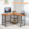 Computer Corner Desk L-Shaped Gaming Studying Table w/Metal Support & Wide Top