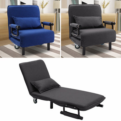 Single Folding Sofa Bed Couch Chair Seat Armchair Recliner Sleeper with Pillow