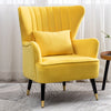 Retro Wing Back Armchair Velvet Upholstered Living Room Sofa Chair With Cushion