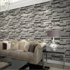 3D Effect Grey Brick Block Non woven Wall Papers Living Room Decor uk