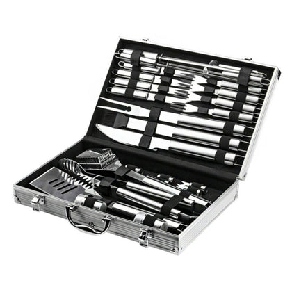 BBQ Tool Set 26 PCS Cooking Utensils Barbecue Tongs Fork Spatula Stainless Steel