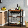 3Tier Metal Wood Rolling Kitchen Serving Trolley Cart Veg Storage Rack w/ Wheels