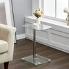 2 Tier Sofa End Coffee Tables With Clear Glass Top Home Office Table Living Room