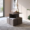 5PC Wooden Dining Table with 4 Storage Stools Compact Space Saver Furniture Grey