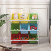 Children Bookshelf Kids Sling Book Rack with Storage Bins Toys Organizer White