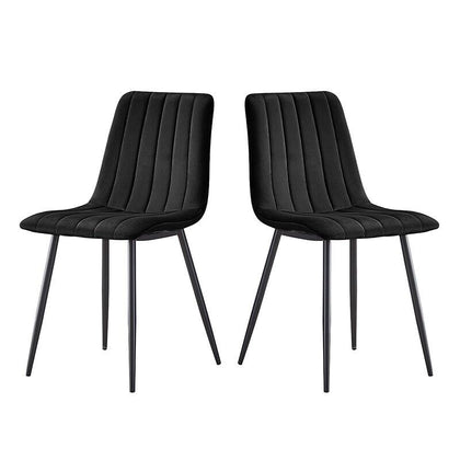 2x Black Velvet Dining Chairs Restaurant Chairs Modern Dining Room Furniture