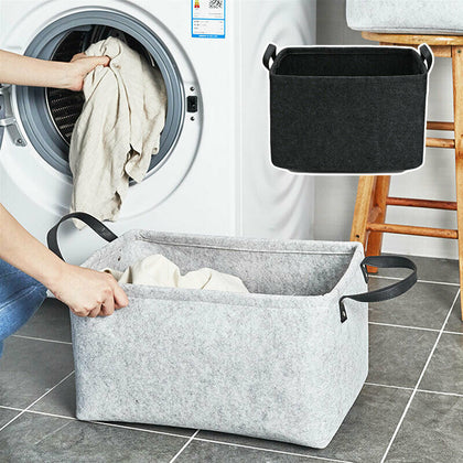Felt Laundry Bag Toy Book Storage Basket Closet Hamper Shelf Box Home Organizer