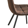 Set of 2 Brown Faux Suede Dining Chairs Padded Seat Metal Legs Restaurant