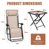 3 PCS Zero Gravity Lounge Chair Set Folding Outdoor Sun Lounger with Tea Table