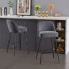 2x Bar Stools Velvet Breakfast Chairs Footrest Barstool with Spring Cushion