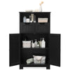 Bathroom Floor Cabinet Wooden Storage Cupboard with Adjustable Shelf & Doors