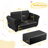2 PCS Kids Sofa Set 2 Seat Children Couch Upholstered Armchair Lounge W/ Ottoman