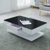 Black Glass Coffee Table White High Gloss Table with Storage Drawers Home Office