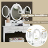 Folding Vanity Dressing Table 7 Drawers Makeup Table and Cushioned Stool Set