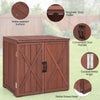Outdoor Storage Shed Garden Patio Wood Utility Tool Cabinet W/Double Doors Brown