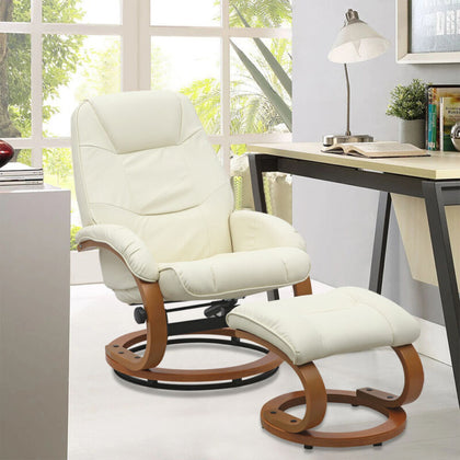 Recliner Chair Armchair with Footstool Faux Leather 360° Swivel Seat Lounge Sofa