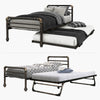 2 in 1 3FT Single Steel Day Bed Guest Trundle Bed Bed Frame Solid Metal Sofa Bed