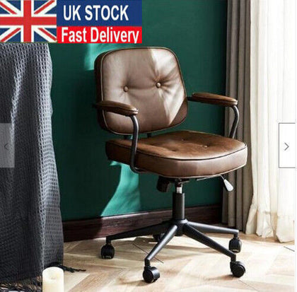 Massage Home Office Chair Faux Leather Adjustable Height Footrest Brown Beige UK