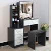 Dressing Table with Drawers, Mirror Stool Set Makeup Desk Vanity Table Bedroom