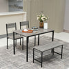Modern Dining Table and Chairs Set 2/4 Seats Metal Frame Kitchen Home Grey/Brown