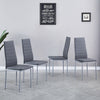 4x Grey Faux Leather Dining Chairs&White Marble Tempered Glass Dining Table Set