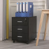 Black Mobile 3 Drawers Filing Pedestal Cabinets File Chest Storage Wooden Office