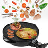 2 in 1 Non stick Electric Grill Hot Pot with Glass Lid BBQ Oven Cooking Kitchen