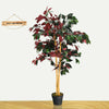 120CM Artificial Ficus Tree Realistic Fake Decorative Plant with Plastic Pot