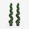 2PCS Artificial Spiral Boxwood Topiary Tree 115CM Faux Greenery Decorative Plant