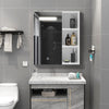 Wood LED Bathroom Cabinet Mirror Touch 5 shelf 1 Door Staorage Wall Mounted