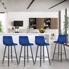 2x Dining Room Kitchen Bar Chairs High Stools Velvet Grey Blue Breakfast 67cm