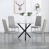 4pcs Grey Faux Leather Dining Chairs Metal Legs Ripple Lines Kitchen Dining Room