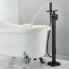 Black Waterfall Freestanding Bath Tub Mixer Taps Hand Shower Bathroom Taps Set