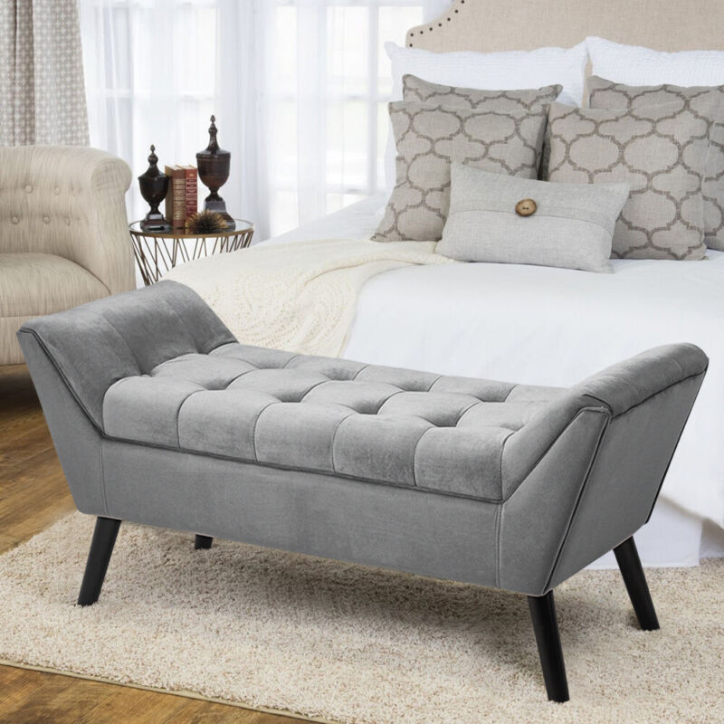 Bed End Side Chaise Lounge Sofa Grey Bench Bedroom HOMCOM Bed End