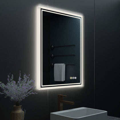 LED Bathroom Mirror Backlit Lighted with Demister Sensor Portrait or Landscape