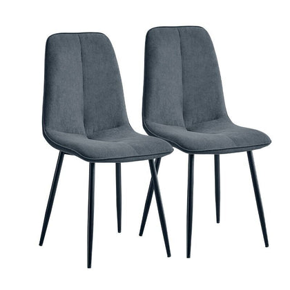 2x Dining Chairs Grey Velvet Chairs Set Kitchen Dining Room Furniture Modern