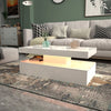 Modern High Gloss White Wood Coffee Table for Living Room RGB LED Lights