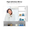 White Bathroom Mirror Cabinet Wall Mounted Storage LED Unit Corner Wooden Shelf
