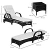 3PC Rattan Sun Lounger Wicker Sofa Day Bed Recliner Furniture Garden Patio Black