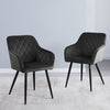 Set of 2 Dining Chairs Velvet Faux Leather Seat Modern Kitchen Chairs
