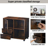 Brown Filing Cabinet Mobile Printer Stand W/2 Drawers 1 Door 3 Shelves