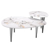 Stackable Nesting Table Set of 2 White Marble Look Sintered Stone Coffee Tables