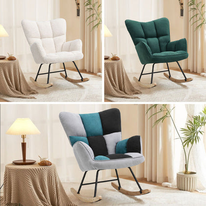 Upholstered Fabric Recliner Rocking Chair Lounge Sofa Seat Relax Rocker Armchair
