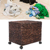 Mobile Seagrass Basket Hamper Clothes Toys Blanket Closet Storage Box with Lid