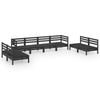 8 Piece Garden Set Black Solid Pinewood H0V2
