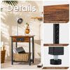 Set of 2 2-Tier Nightstand BedSide Sofa Table Storage Unit w/Charging Station